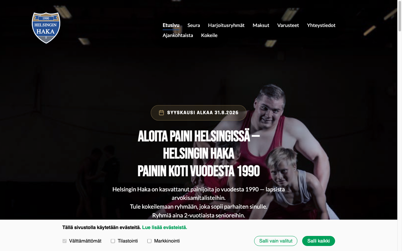 Painiseura Helsingin Haka verkkosivusto