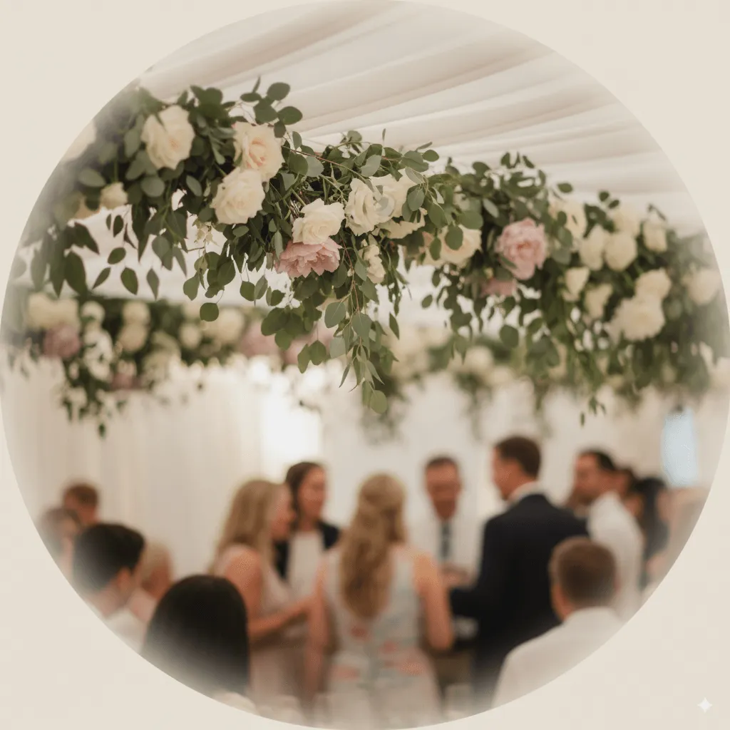 Häävieraat rentoutumassa juhlassa, pehmeällä blurilla