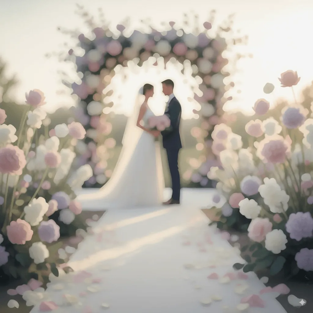 Parin siluetti valokeilassa juhlapaikalla, romanttisella valaistuksella